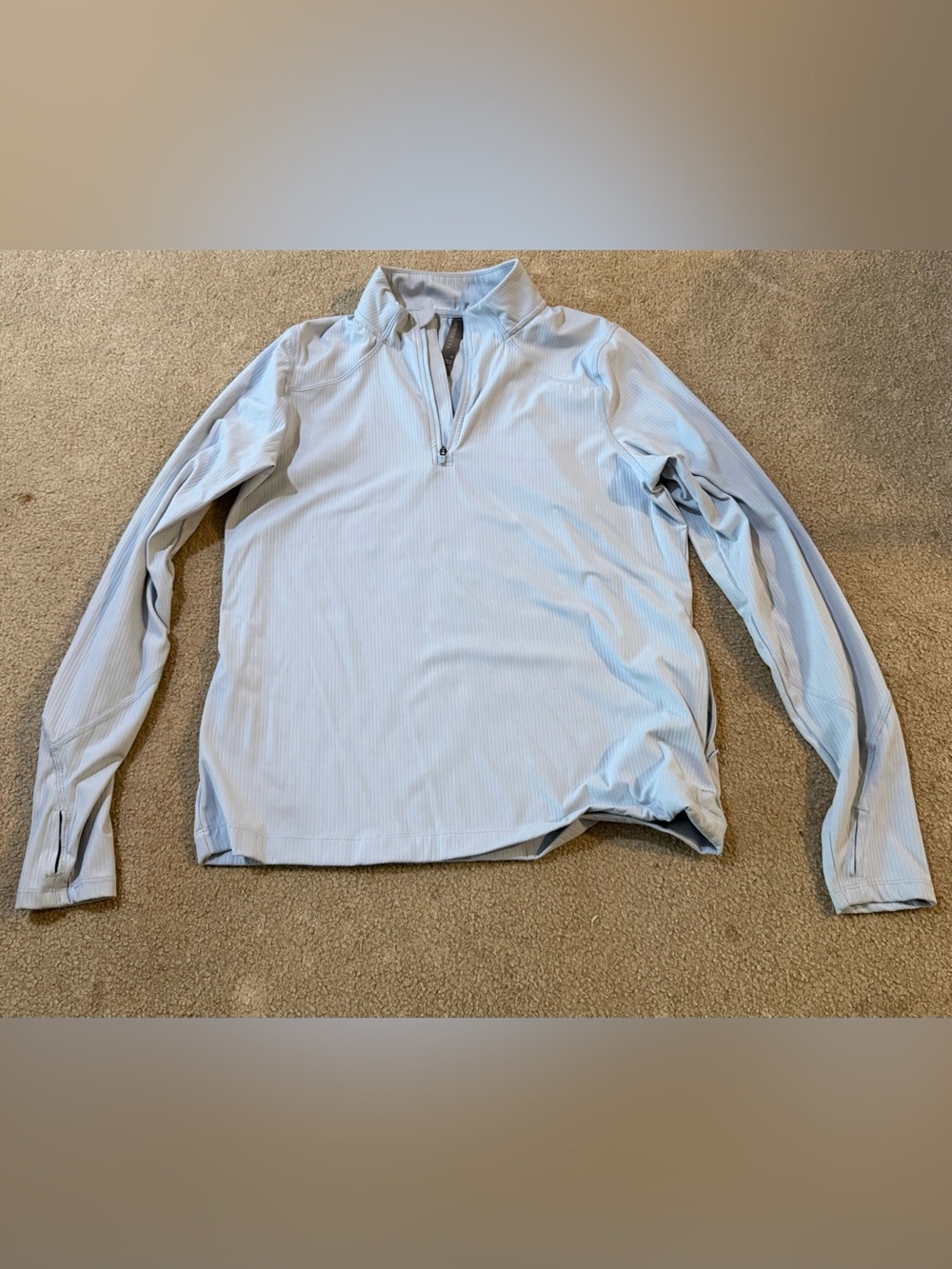 Mondetta Light Blue Ribbed Quarter Zip Athletic Pullover Medium